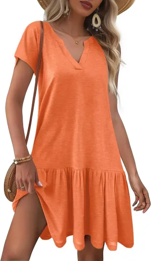 AI'MAGE Womens Swimsuit Coverups Bikini Beach Swimwear Cover Up V Neck Bathing Suit Cover Up Dress A-line Beach Dress