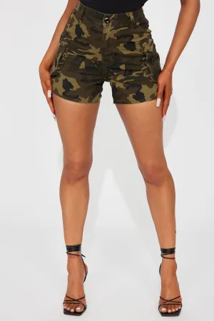 Back On Top Camo Cargo Short - Olive/combo