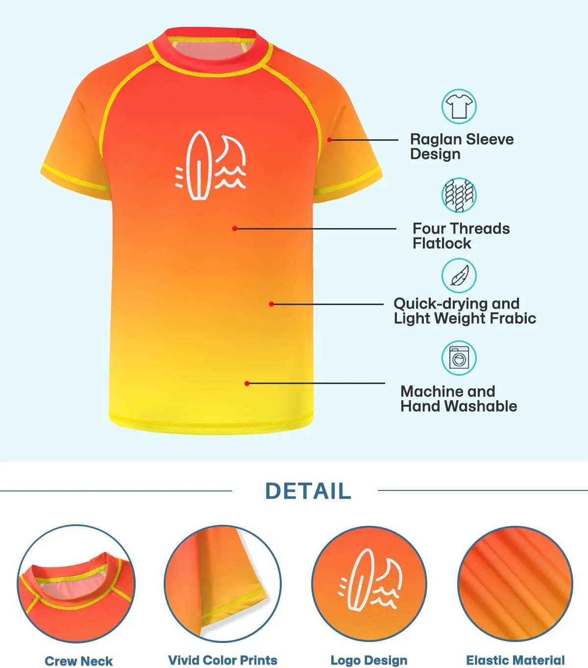 BesserBay Boy's UV Sun Protection Short Sleeve Quick-Dry Crewneck Rash Guard Shirt 3-14 Years