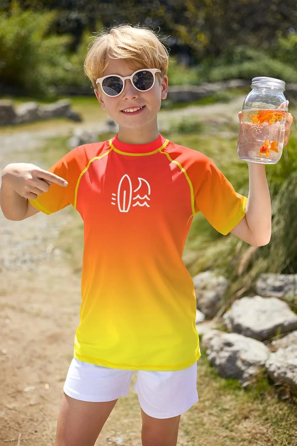 BesserBay Boy's UV Sun Protection Short Sleeve Quick-Dry Crewneck Rash Guard Shirt 3-14 Years