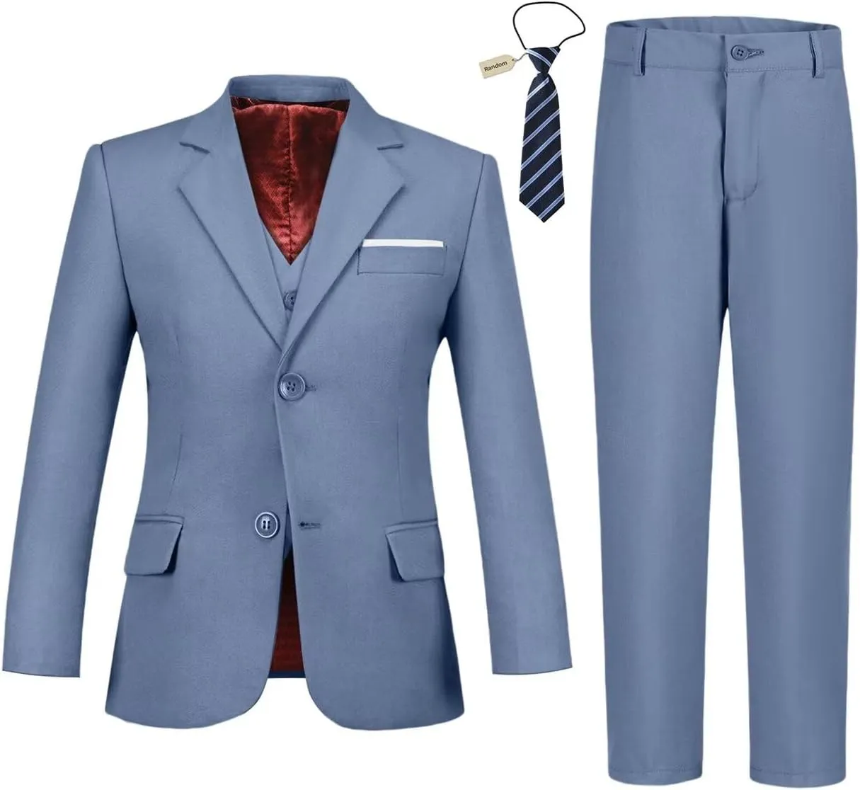 Boys Suits Set Slim Fit Kids Toddler Tux Suit for Teen Boy Wedding Outfit Communion Dress Clothes with Jacket Vest Pants Tie