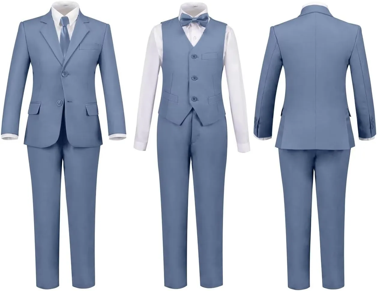 Boys Suits Set Slim Fit Kids Toddler Tux Suit for Teen Boy Wedding Outfit Communion Dress Clothes with Jacket Vest Pants Tie