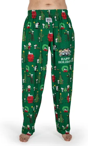 BRIEF INSANITY Snoopy Unisex Lounge Pajama Pants - Loose-Fit, Ultra-Soft, Holiday Wear - Snoopy Happy Holidays Sleep Bottoms