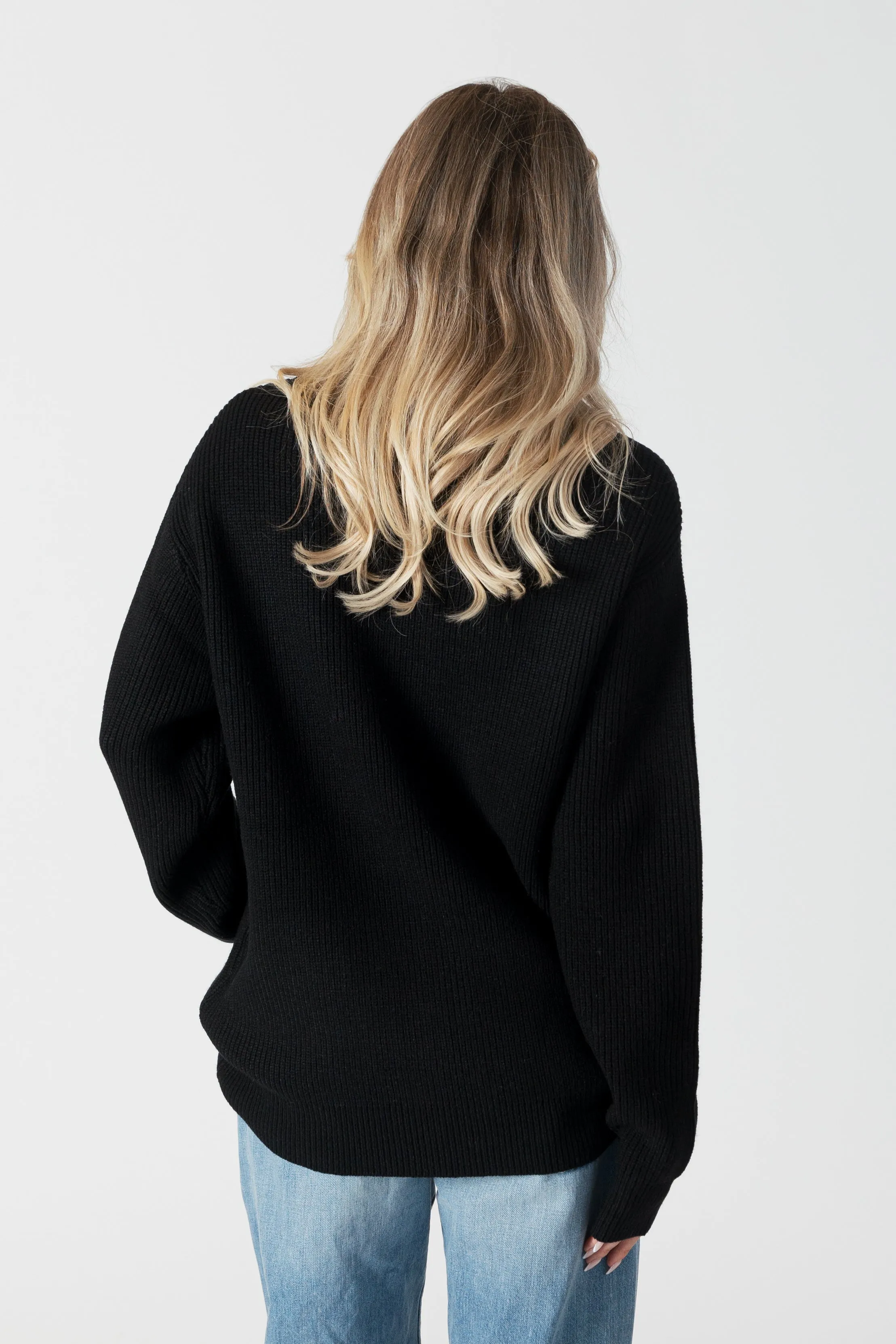 CHADWICK RIBBED MOCKNECK SWEATER - BLACK