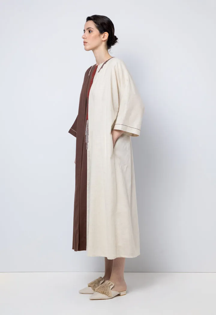 Choice Contrast Long Sleeves Embroidered Abaya Multicolor