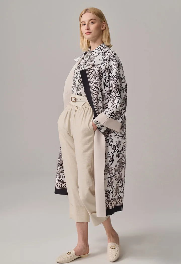 Choice Floral Printed Long Sleeve Belted Jacket Multi Color