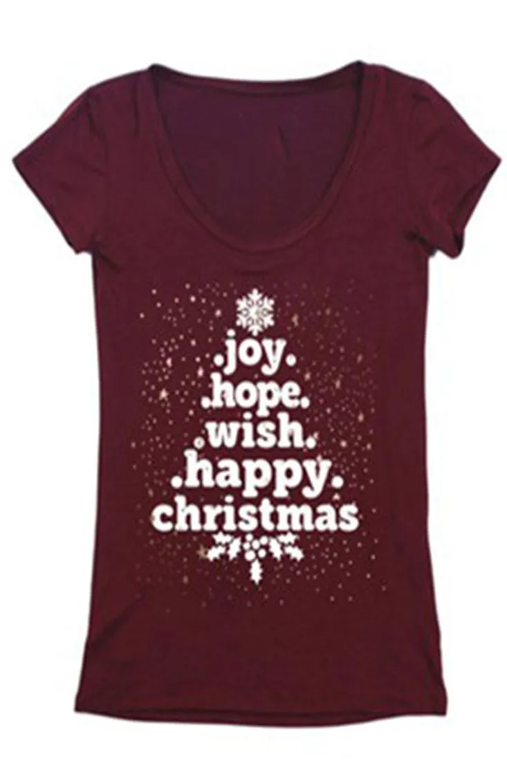 Christmas Tree Word Holiday Graphic T-Shirt