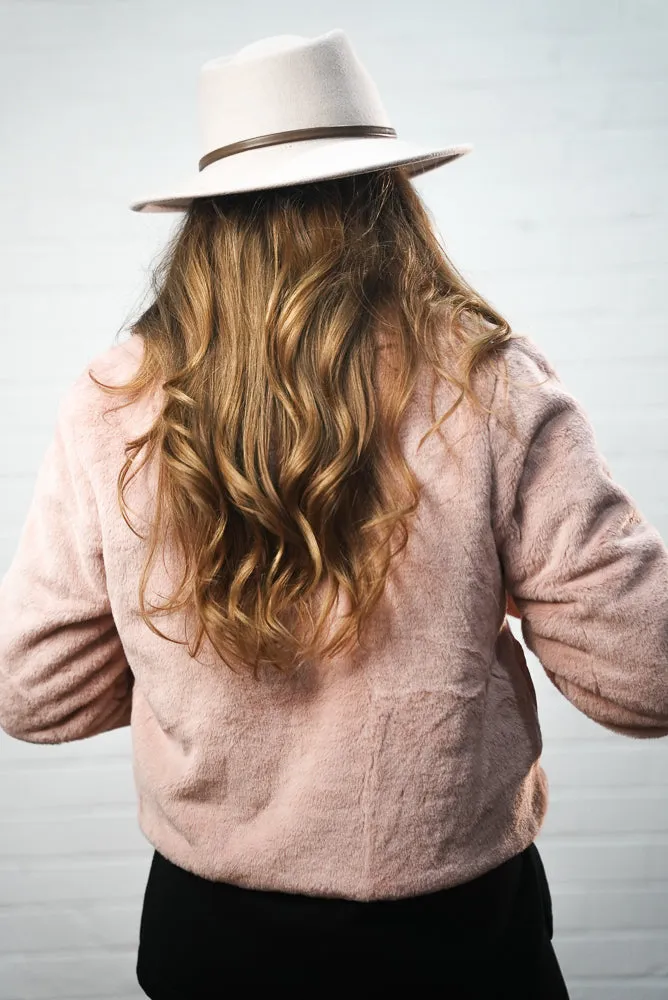 Collarless Cropped Faux Fur Jacket | ANGIE JACKET
