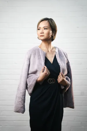 Collarless Cropped Faux Fur Jacket | ANGIE JACKET