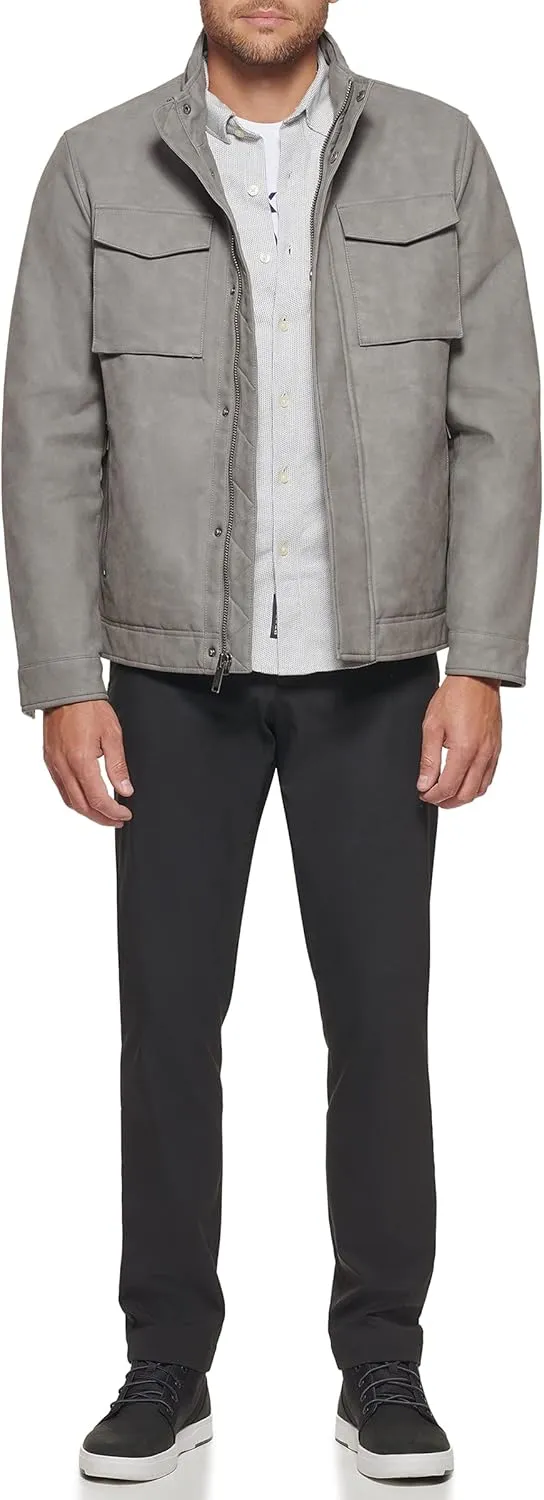 Dockers Men's Faux Leather Military Jacket