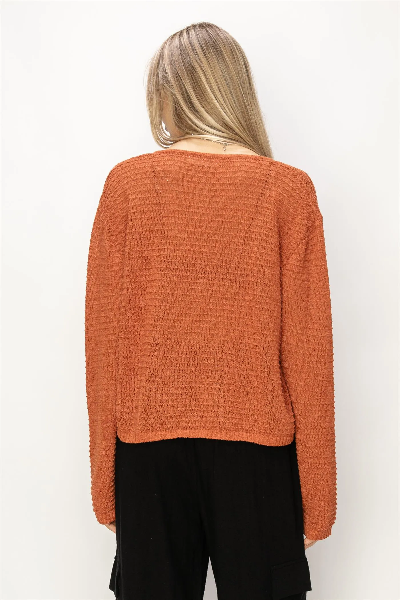 DZ24A559-V Neck Dropped Shoulder Sweater