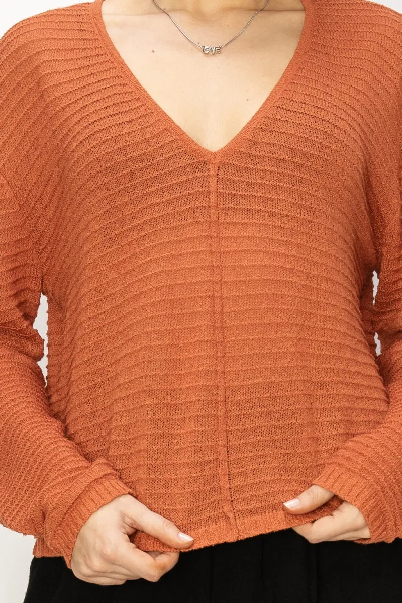 DZ24A559-V Neck Dropped Shoulder Sweater