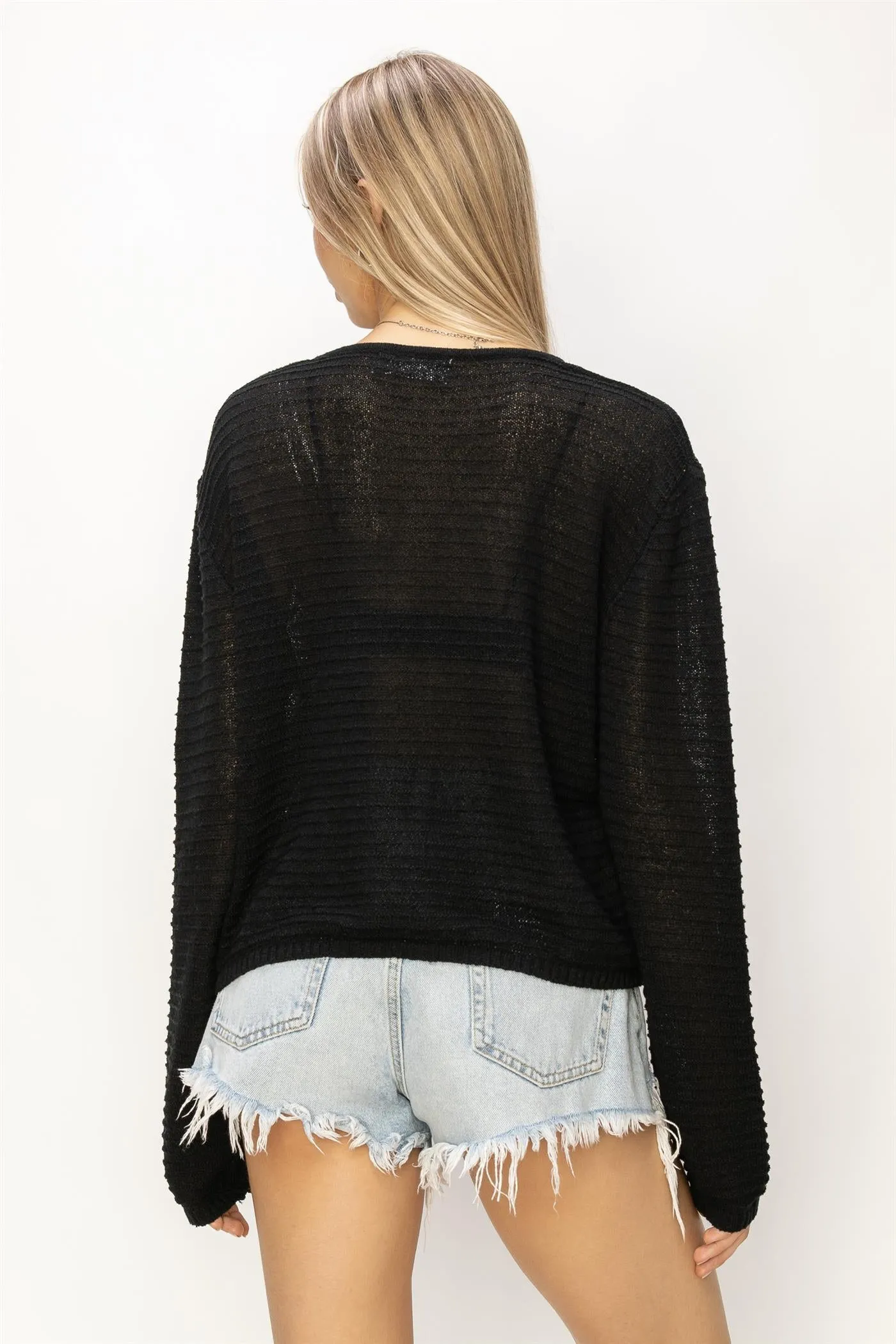 DZ24A559-V Neck Dropped Shoulder Sweater