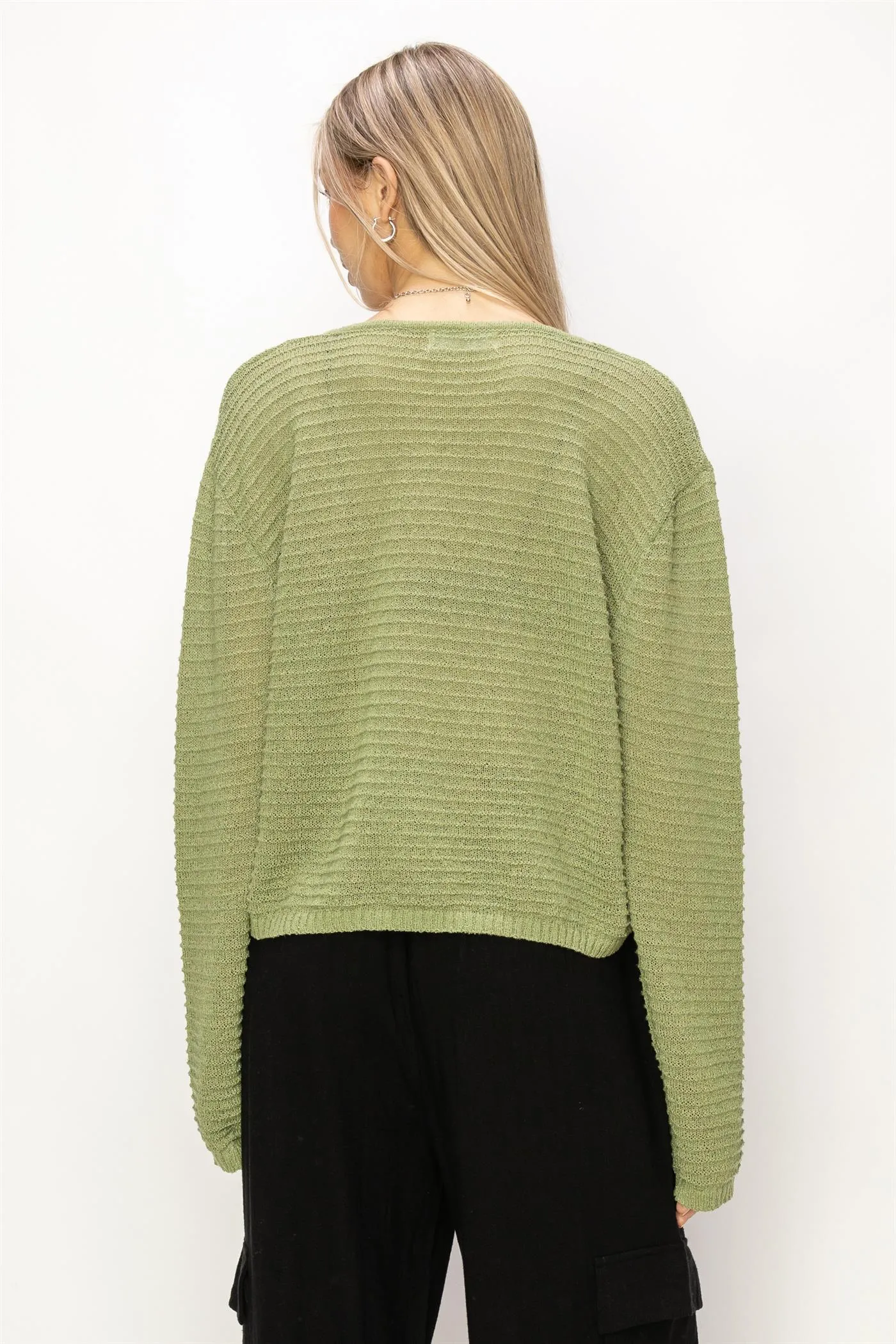 DZ24A559-V Neck Dropped Shoulder Sweater