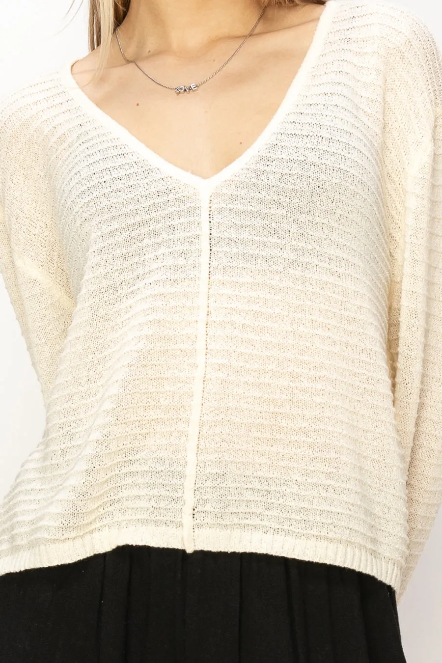 DZ24A559-V Neck Dropped Shoulder Sweater