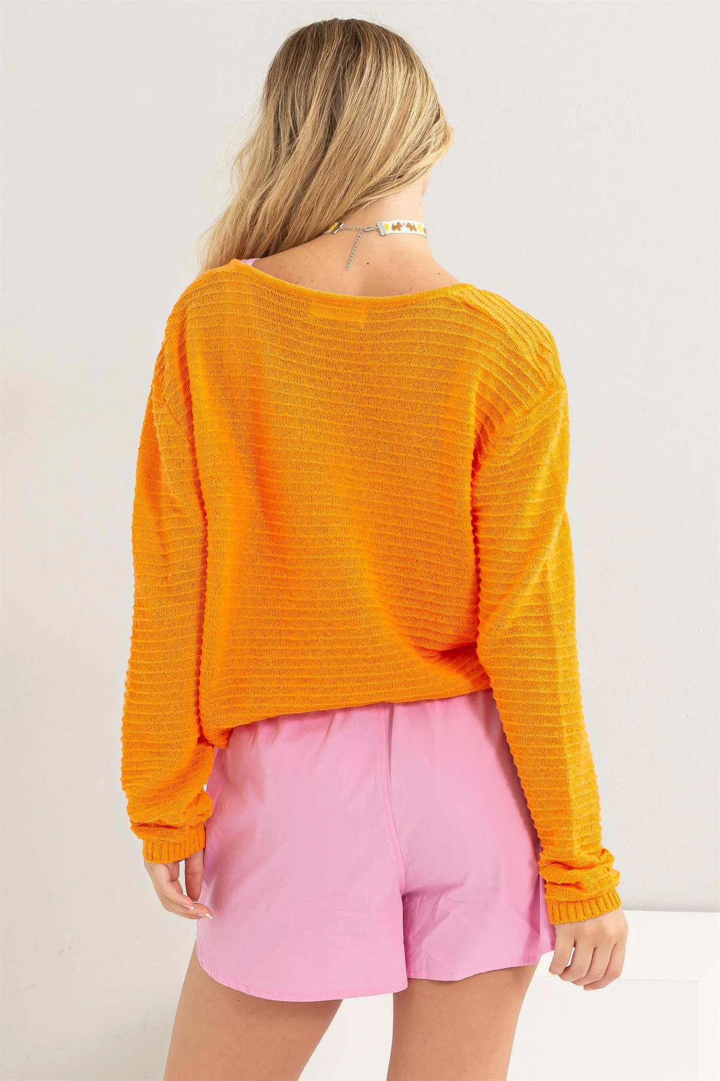 DZ24A559-V Neck Dropped Shoulder Sweater