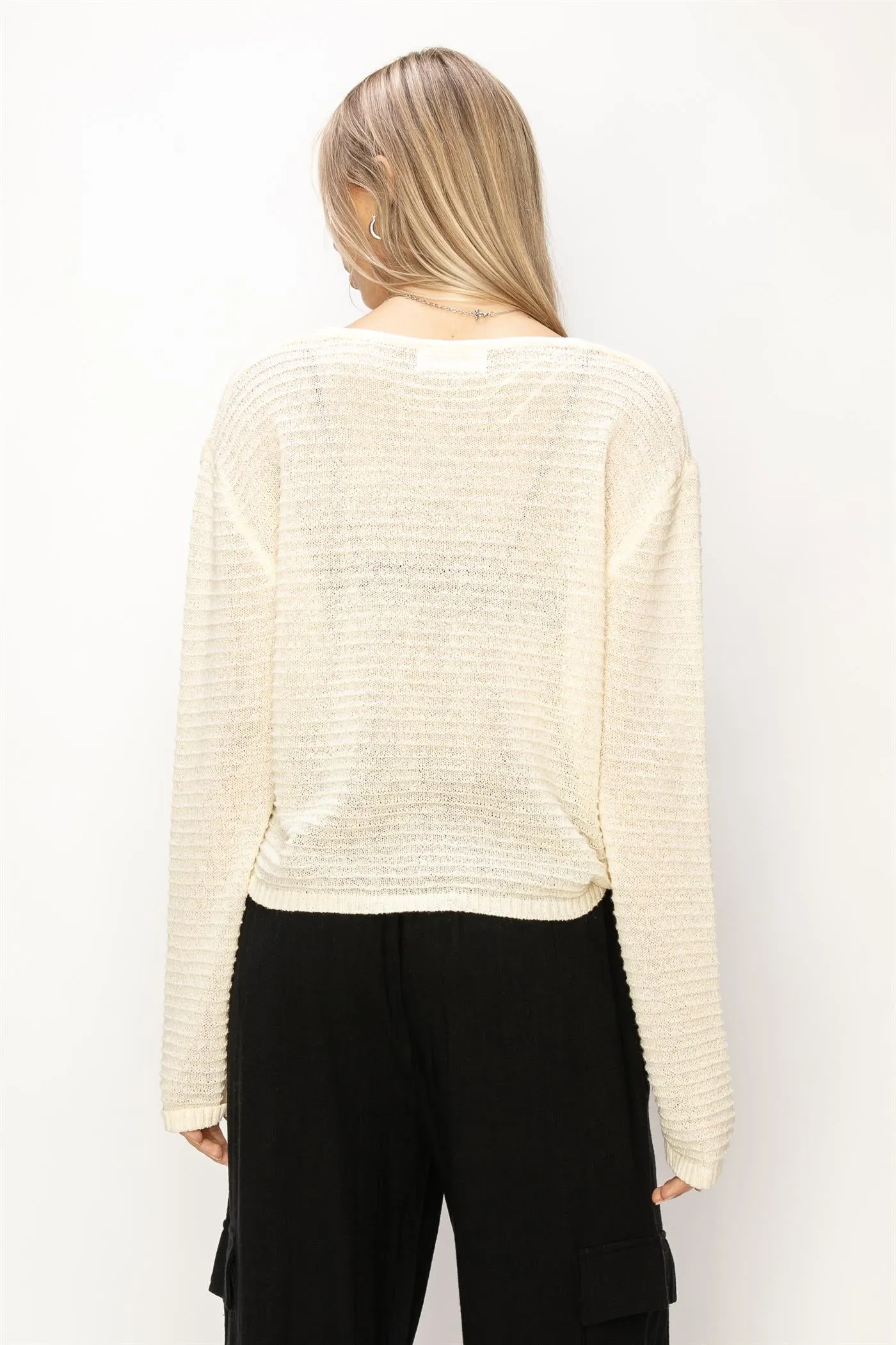 DZ24A559-V Neck Dropped Shoulder Sweater