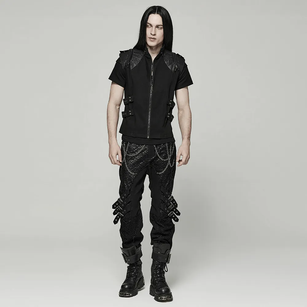 Edgy Black Buckle-Up Gothic Vest for Punk Style