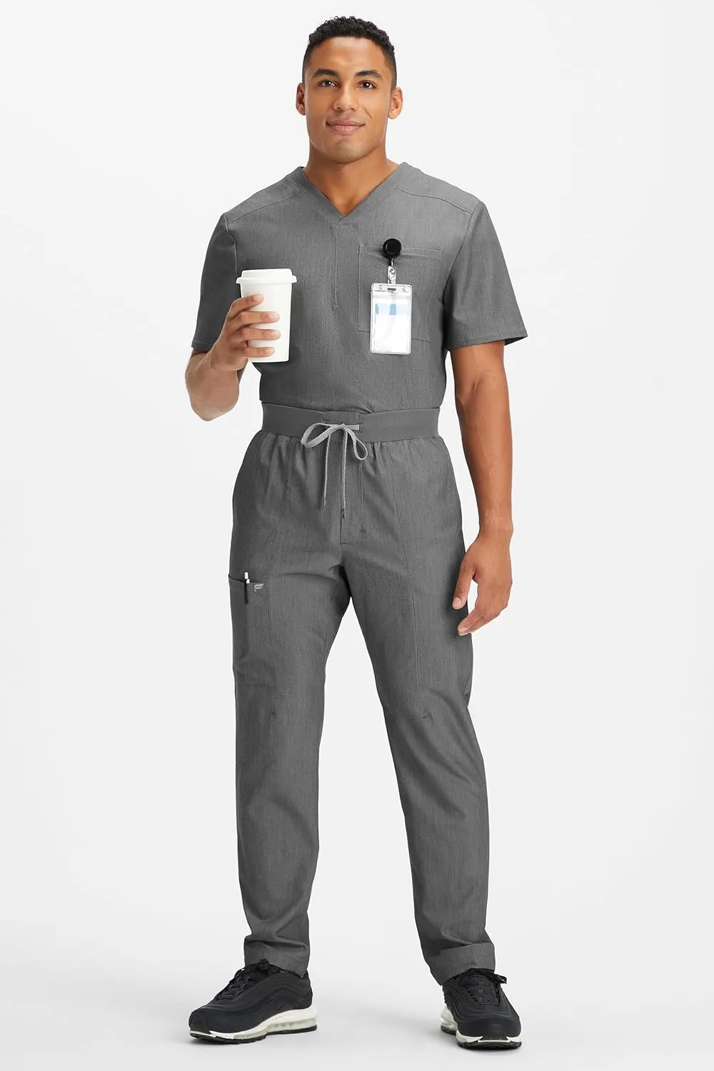 Fabletics Men's Intake Scrub Pant - MotionTech, 4-Way Stretch, Pocket-Packed, Wrinkle-Resist, Semi-Slim Fit