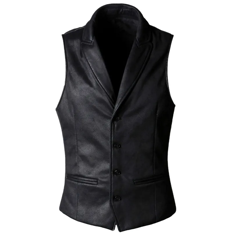 Fashion Suede Single Breasted Vest / Men's Steampunk Slim Waistcoat With Buckle Back