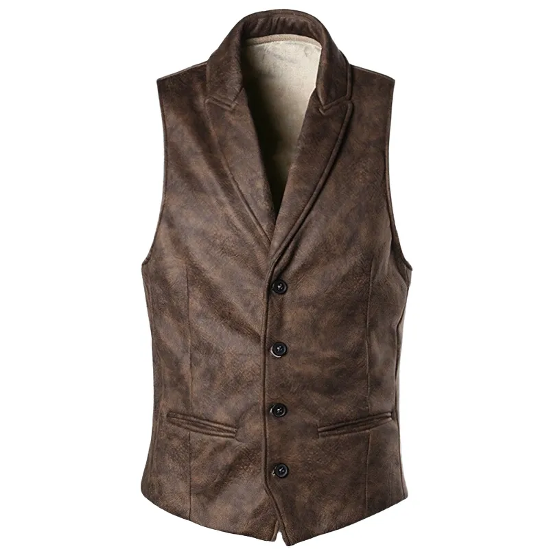 Fashion Suede Single Breasted Vest / Men's Steampunk Slim Waistcoat With Buckle Back