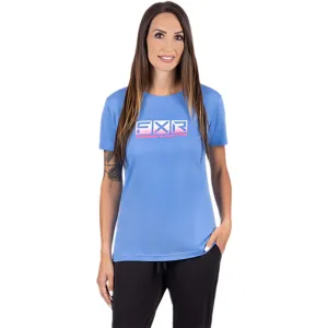 FXR Podium Premium T-Shirt Tranquil Blue/Electric Pink