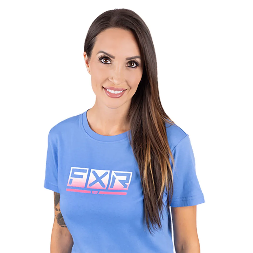 FXR Podium Premium T-Shirt Tranquil Blue/Electric Pink