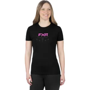 FXR  Womens Antler Premium T-Shirt Tee Crew Neck Short Sleeve Black E Pink-Razz