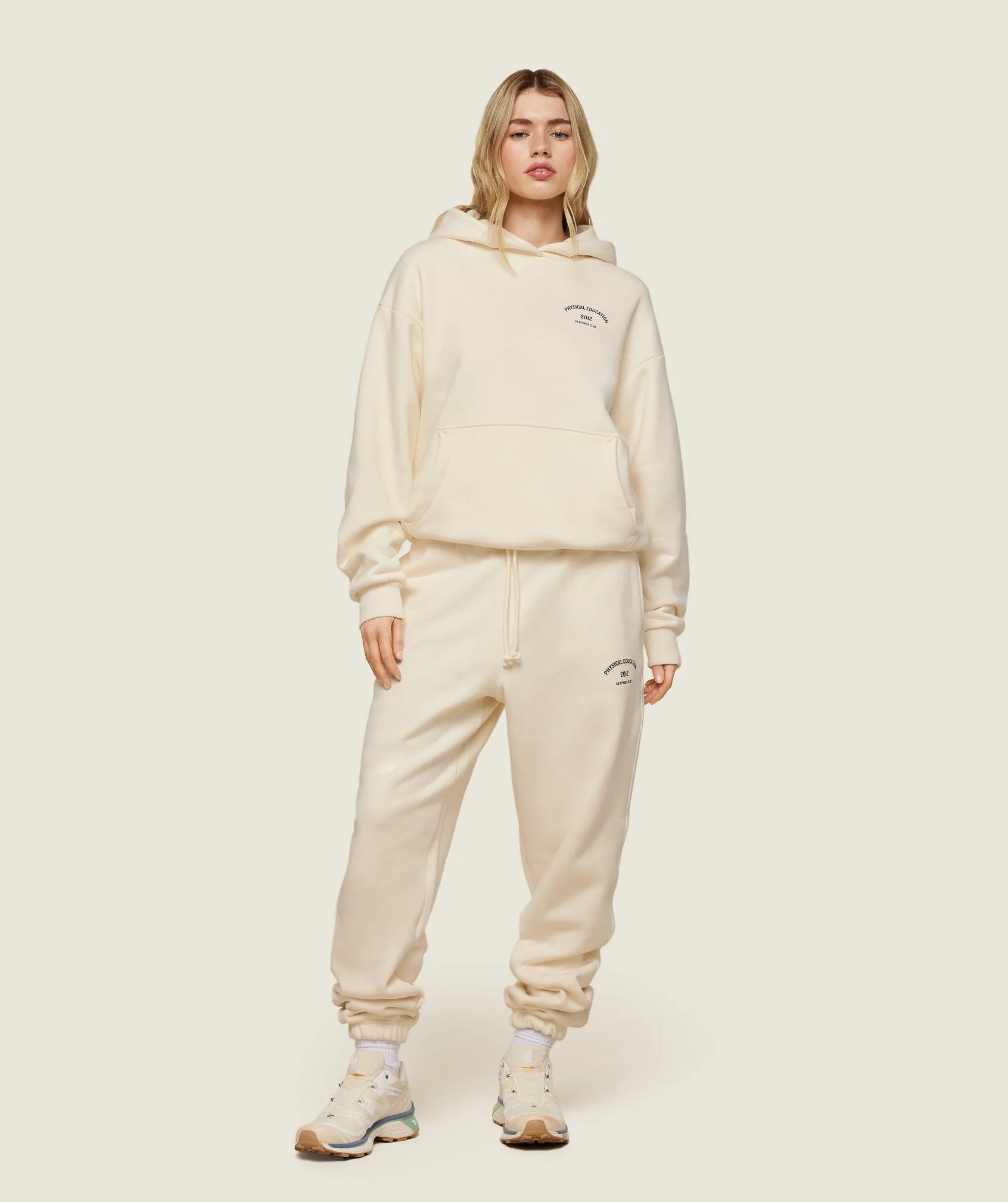 Gymshark Phys Ed Graphic Hoodie - Ecru White/Archive Brown