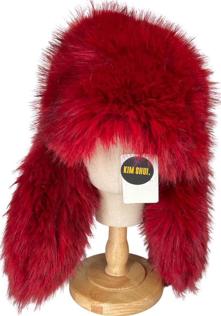 Kim Shui Oversized Faux Fur Trapper Hat In Red One Size