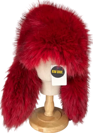 Kim Shui Oversized Faux Fur Trapper Hat In Red One Size