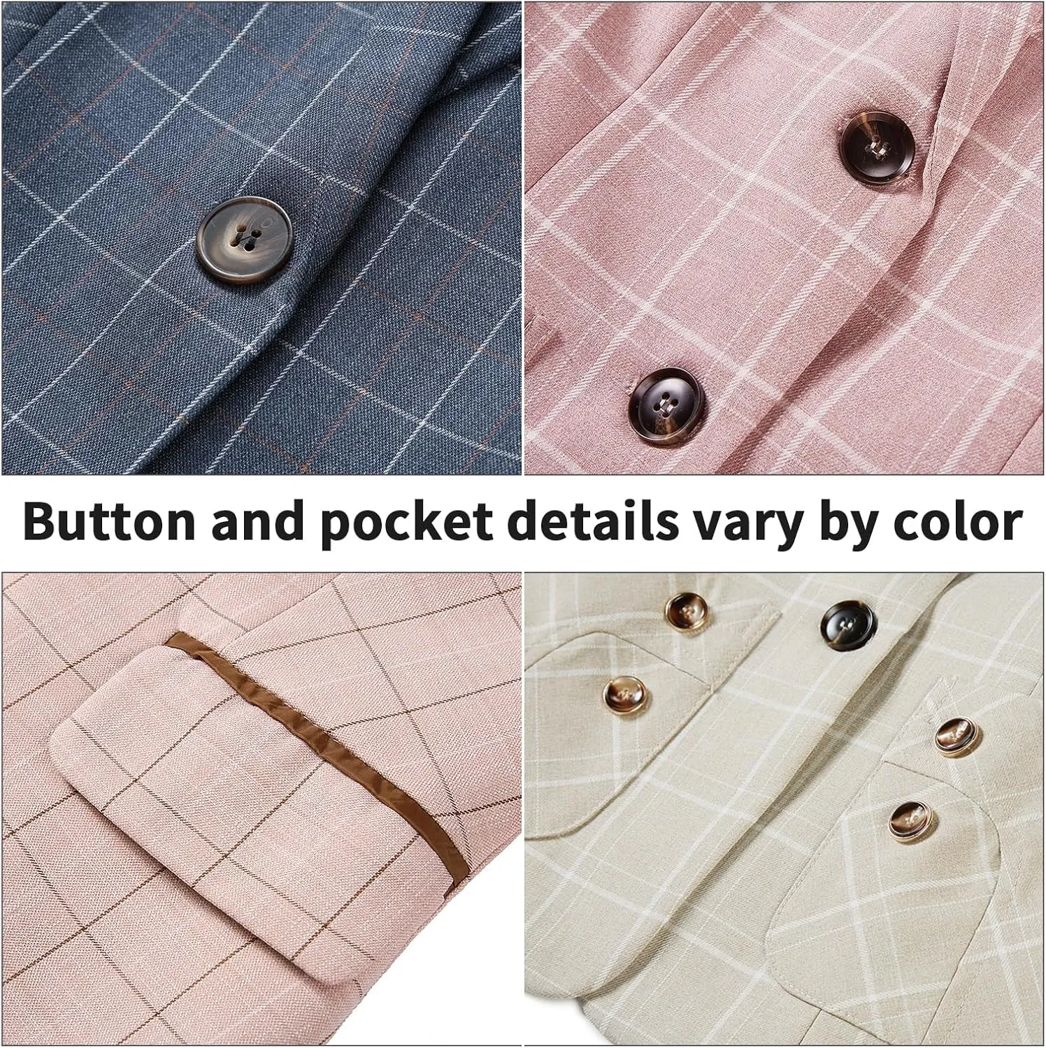 Lamgool Women's 2 Piece Plaid Suit Lady's Business One Button Lined Blazer Jacket Pant Set