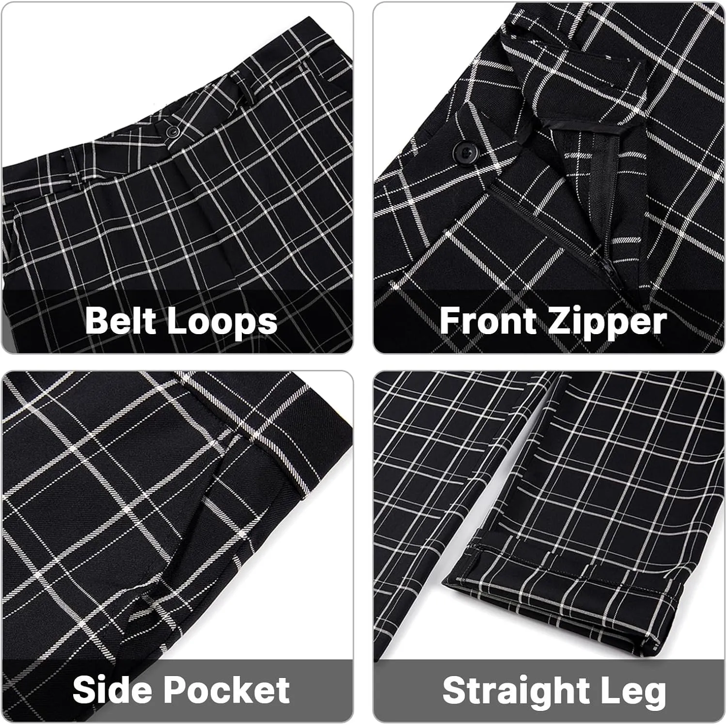 Lamgool Women's 2 Piece Plaid Suit Lady's Business One Button Lined Blazer Jacket Pant Set
