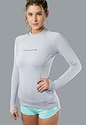 Lavacore LAVASKIN Women's Scuba Diving Long Sleeve Shirt Rash Guard (Grey, Small (UK-10 / US-6))