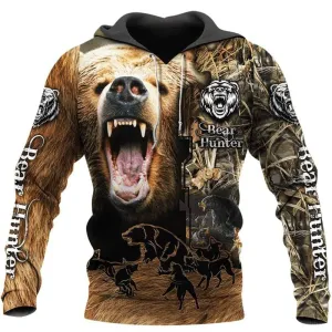 Men's 3D Camo Bear Hunting Hoodie - Outdoor Sweatshirt in Multiple Sizes