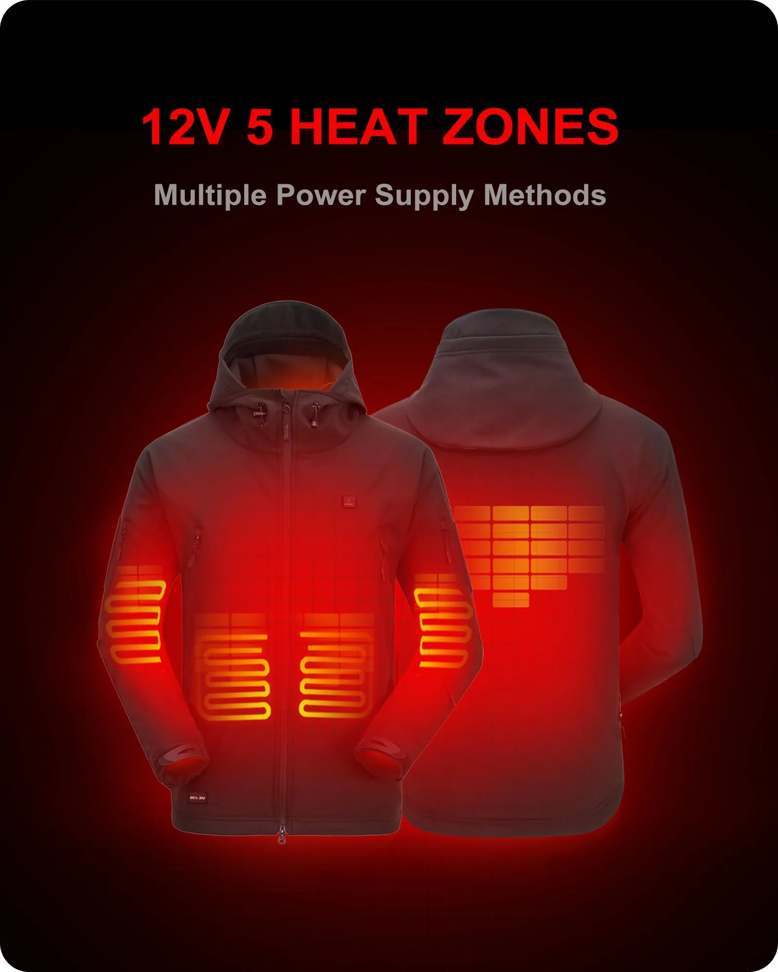 Men's Soft Shell Heated Jacket With 12V Battery Pack - Dark Blue