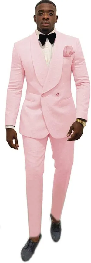 Mens Suit Jacquard Groom Tuxedos Shawl Lapel Suits Slim Fit 2 Pieces Two Buttons Jacket