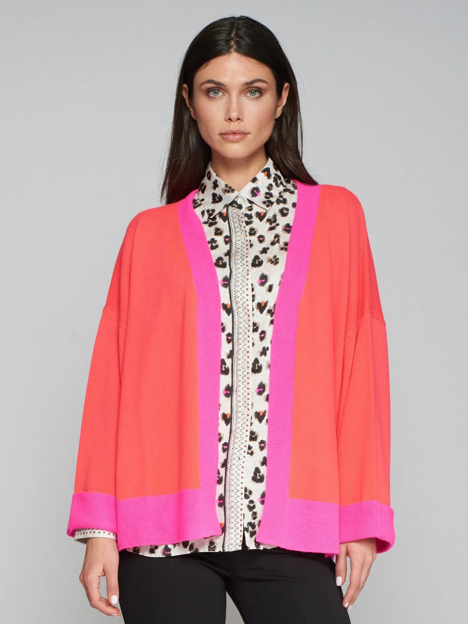 Merino Cardigan - Pink/Red