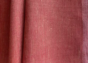 Mid-Weight Brick & Camel Pinstripe Linen (Made in Poland)