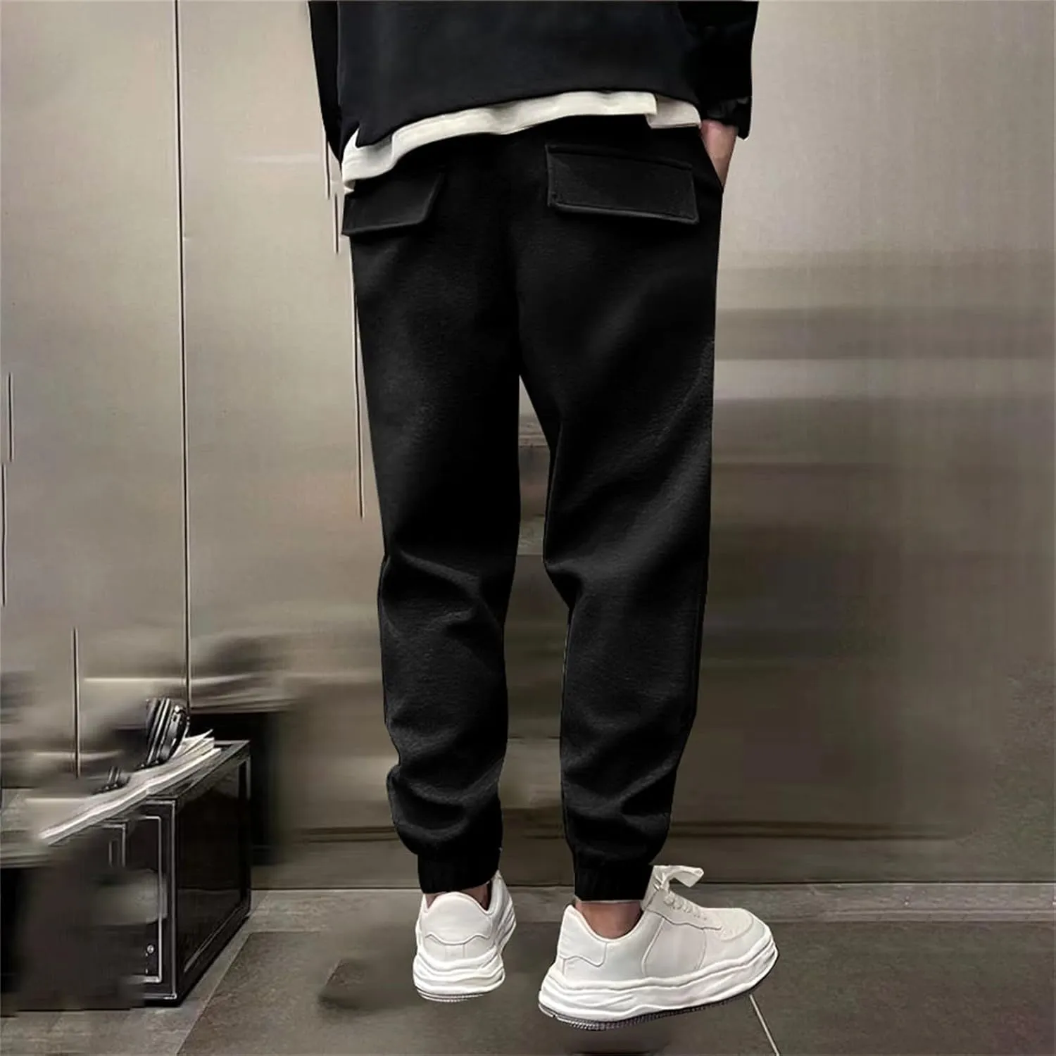MIDOO Cargo Pants Men Drawstring Chino Cargo Pants Lightweight Hiking Pants Outdoor Twill Track Jogging Sweatpants Pants