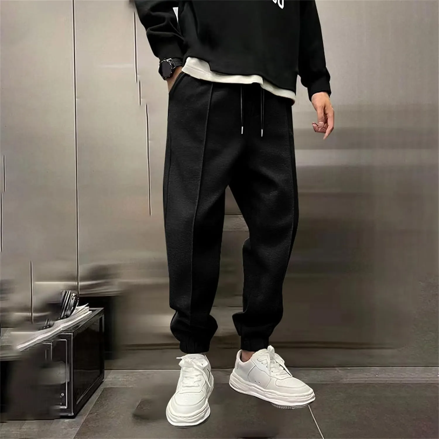 MIDOO Cargo Pants Men Drawstring Chino Cargo Pants Lightweight Hiking Pants Outdoor Twill Track Jogging Sweatpants Pants
