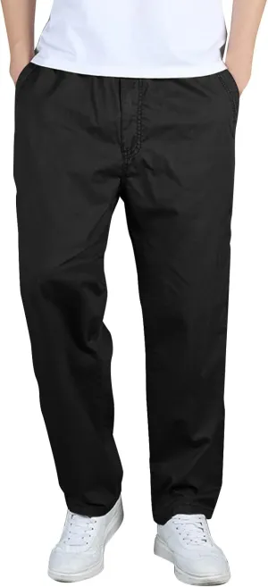 MIDOO Pants for Men Baggy Drawstring Chino Cargo Pants Lightweight Hiking Pants Outdoor Twill Track Jogging