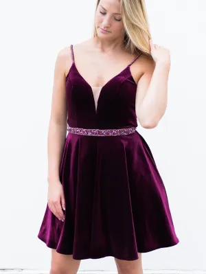 Modern Fleece A-line Homecoming Dresses Beaded Short Gowns HD251