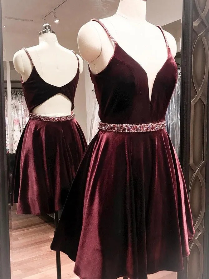 Modern Fleece A-line Homecoming Dresses Beaded Short Gowns HD251