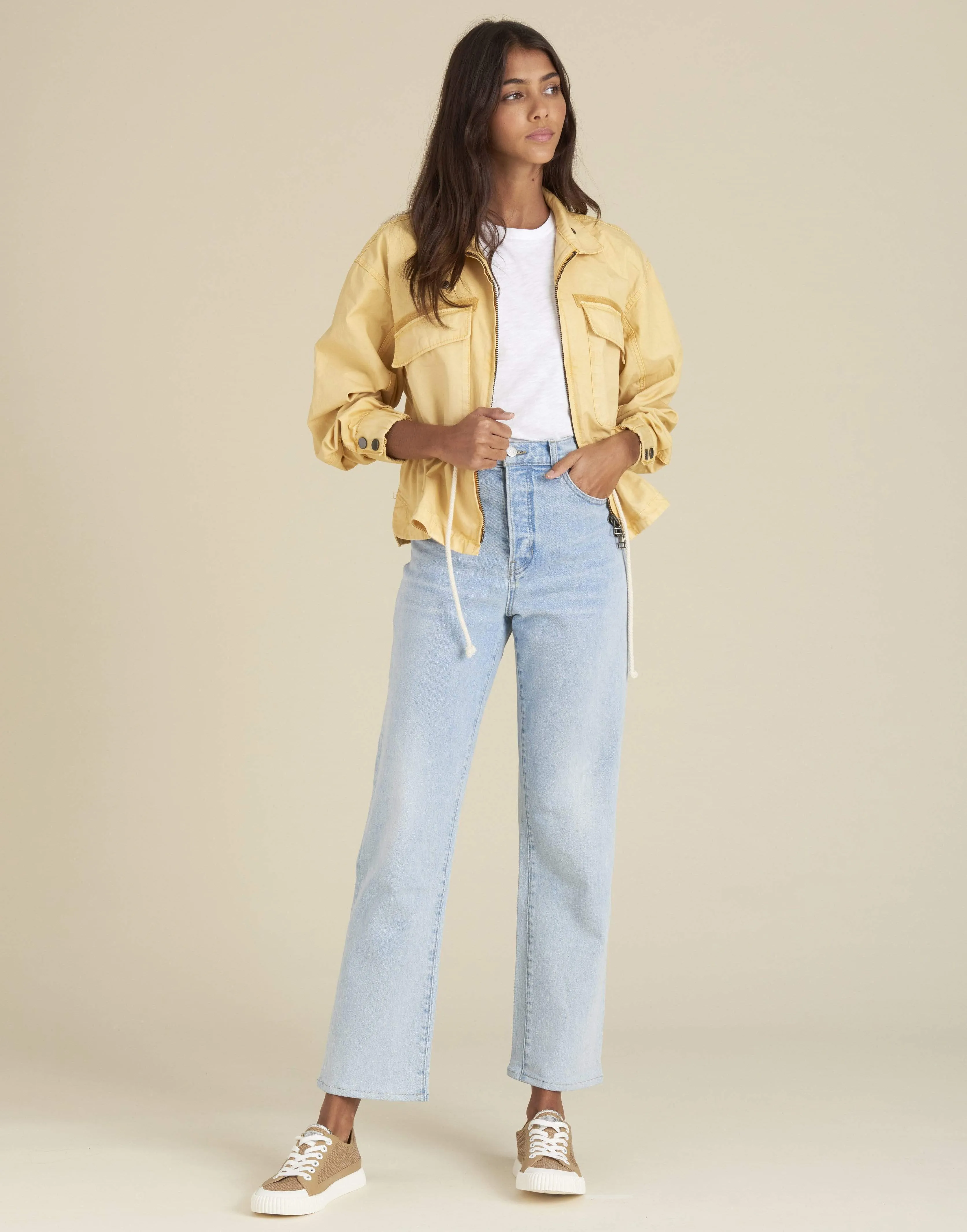 Mustard Roz Drawstring Peplum Jacket
