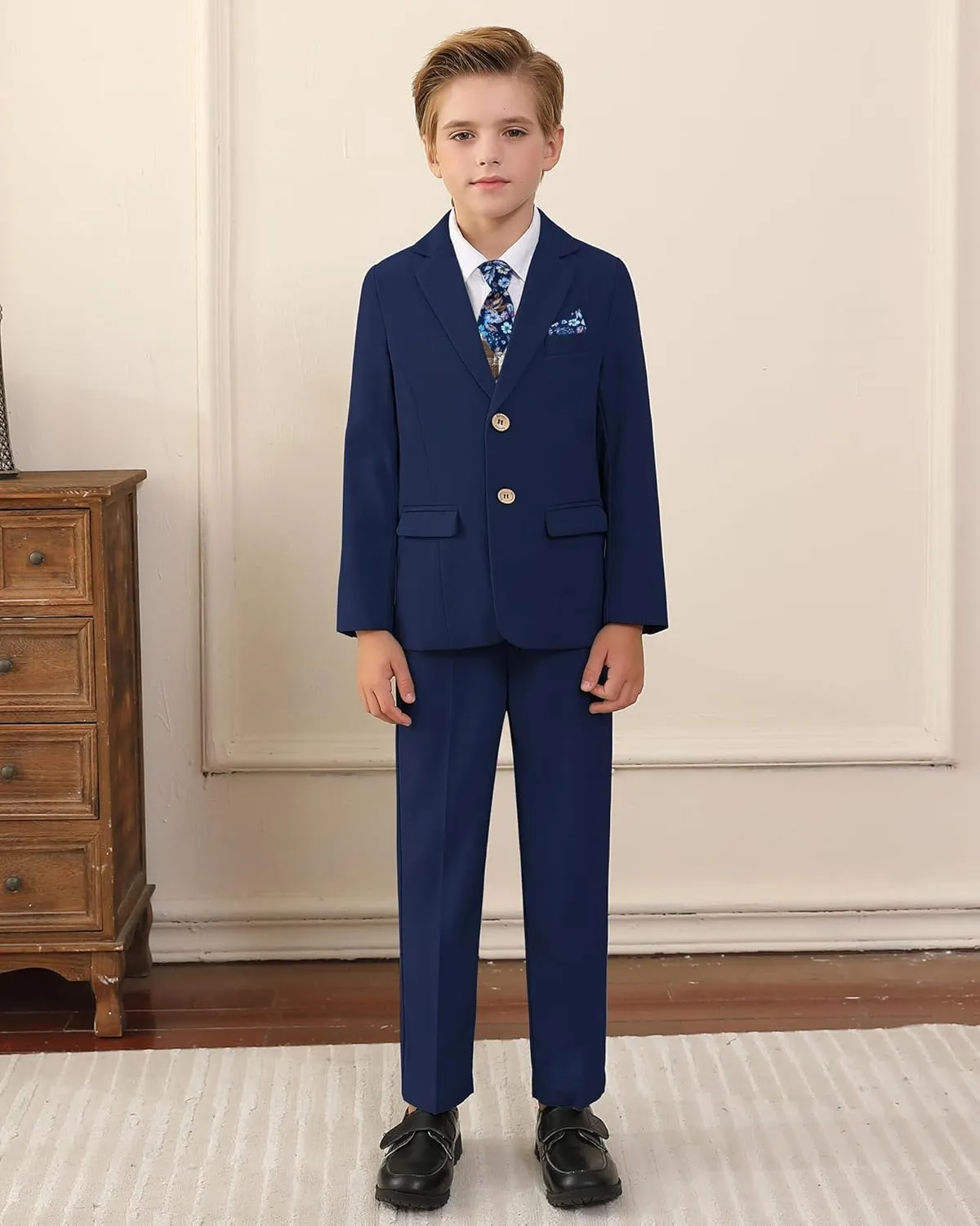 nilikastta Boys Suit Slim Fit 5 Piece Kids Suit for Wedding 6-10 Years