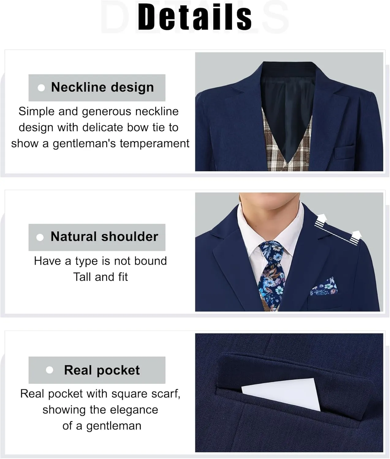 nilikastta Boys Suit Slim Fit 5 Piece Kids Suit for Wedding 6-10 Years