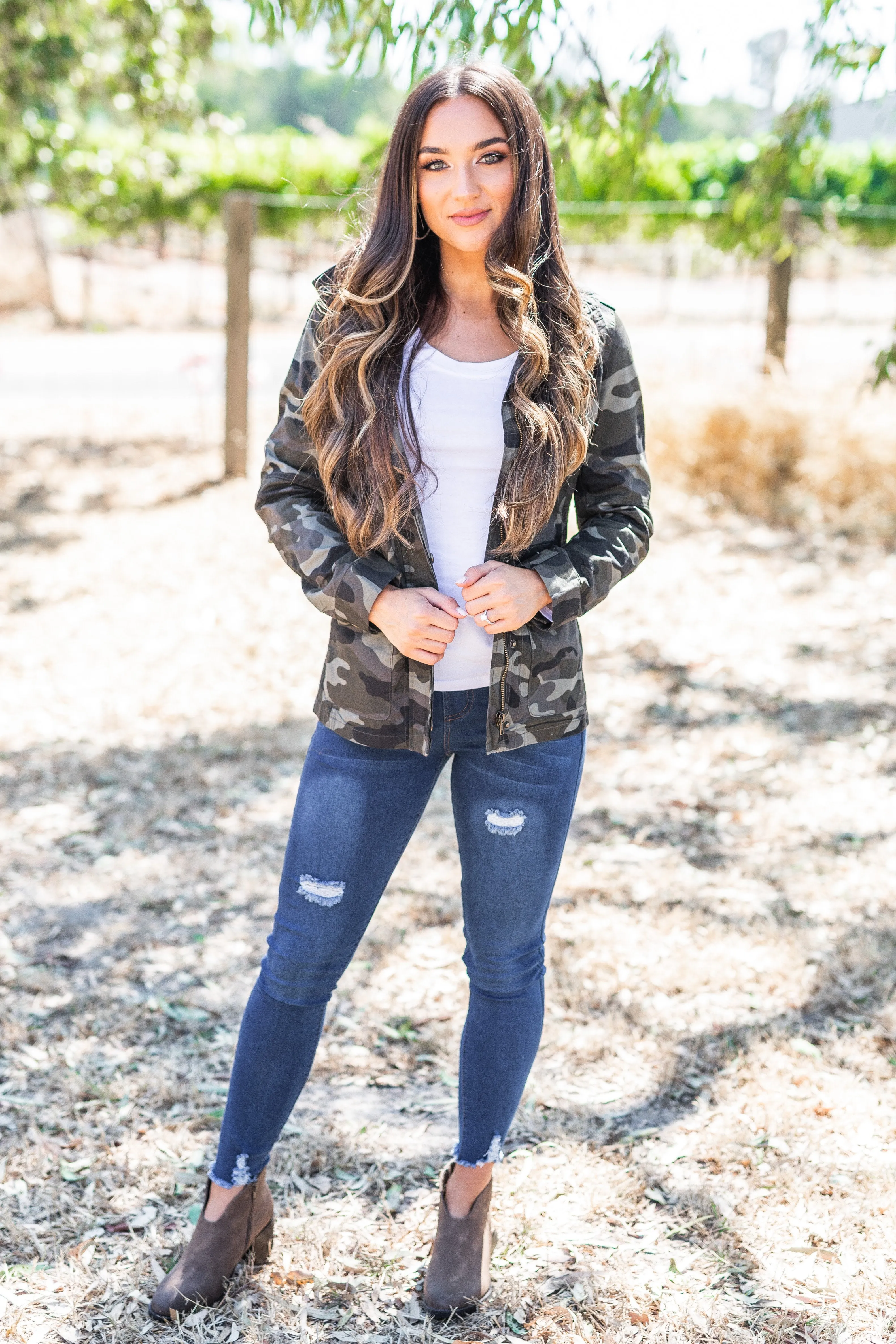 Ready For It Olive Green Camo Utility Jacket