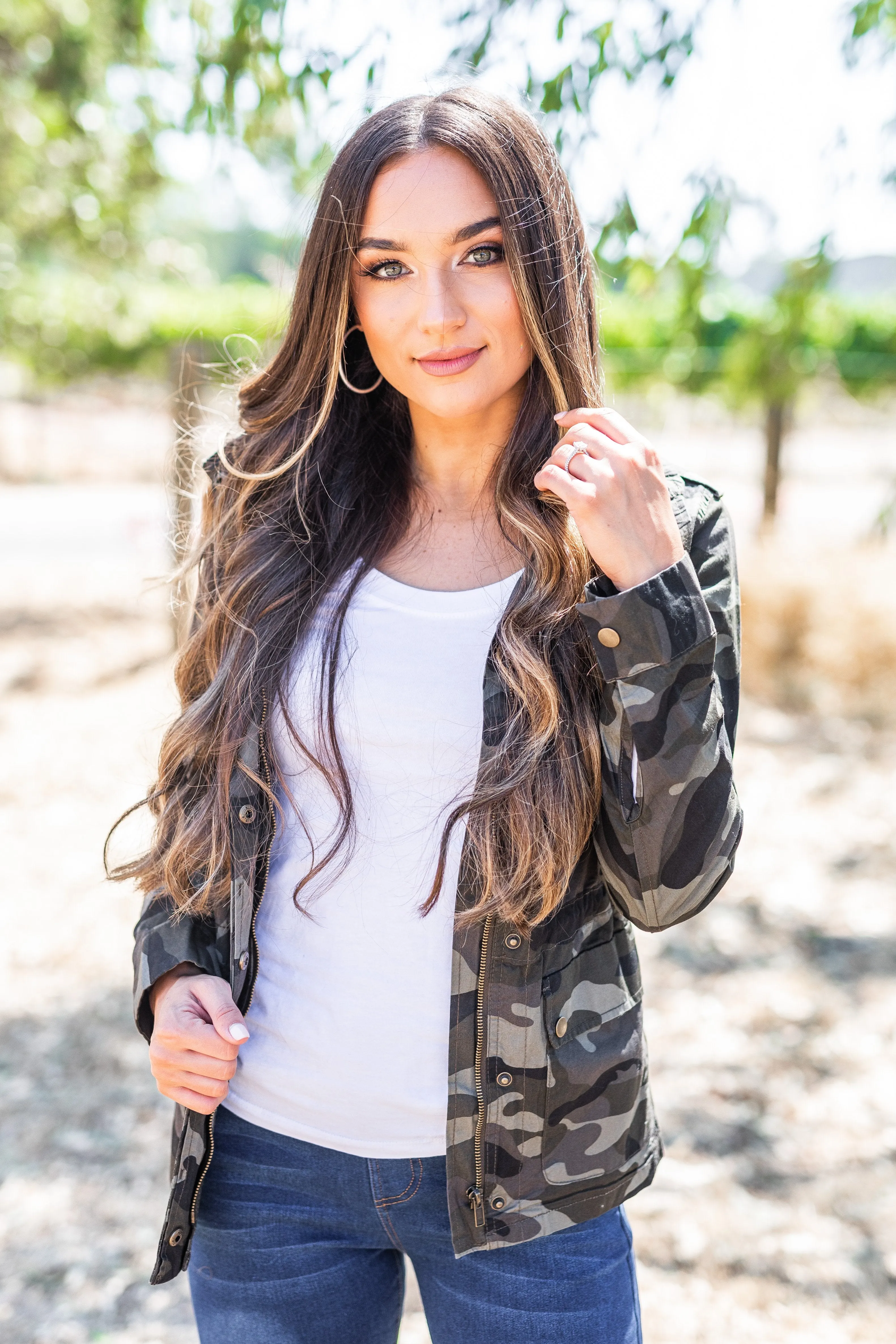 Ready For It Olive Green Camo Utility Jacket