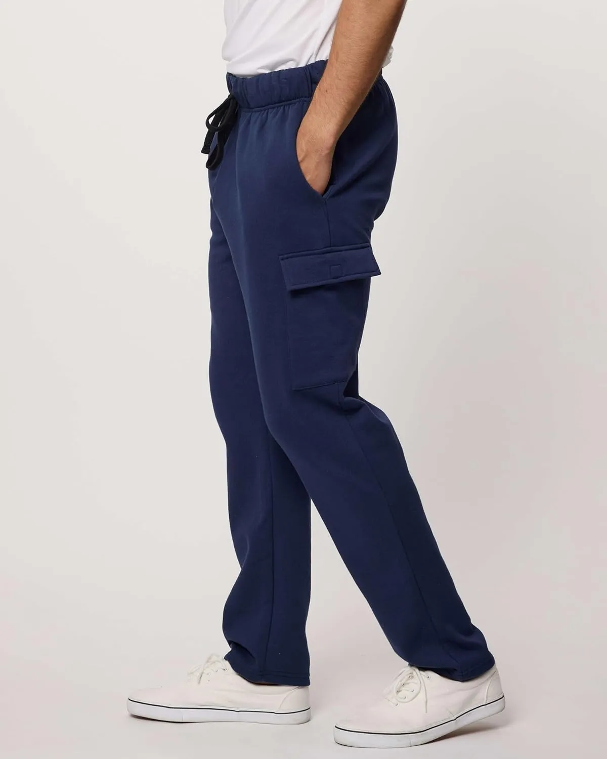 Real Essentials 3 Pack: Men's Tech Fleece Open Bottom Cargo Sweatpants with Pockets (Available in Big & Tall)
